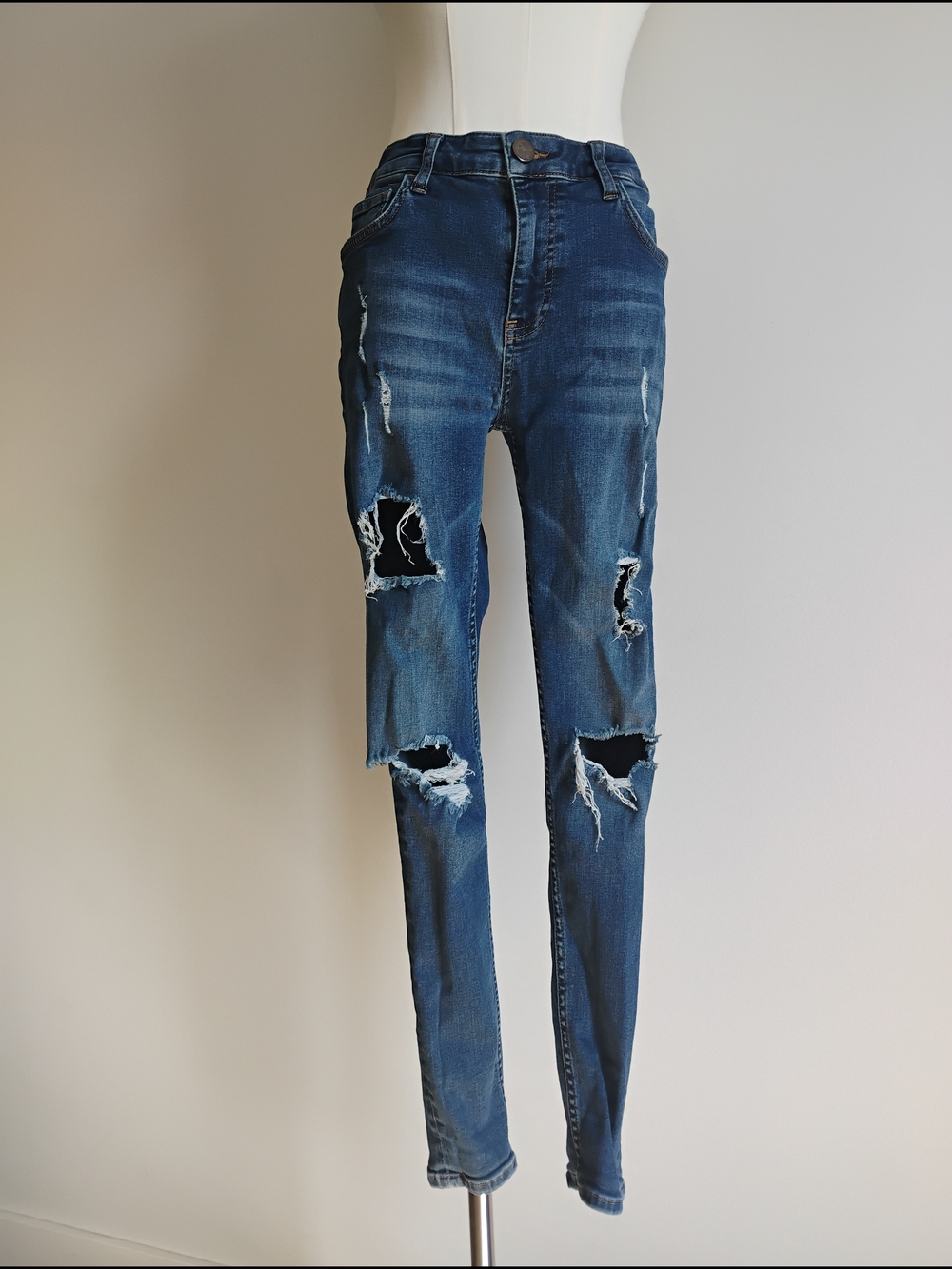 Legend London Distressed Dark Blue Women's Skinny Jeans 30